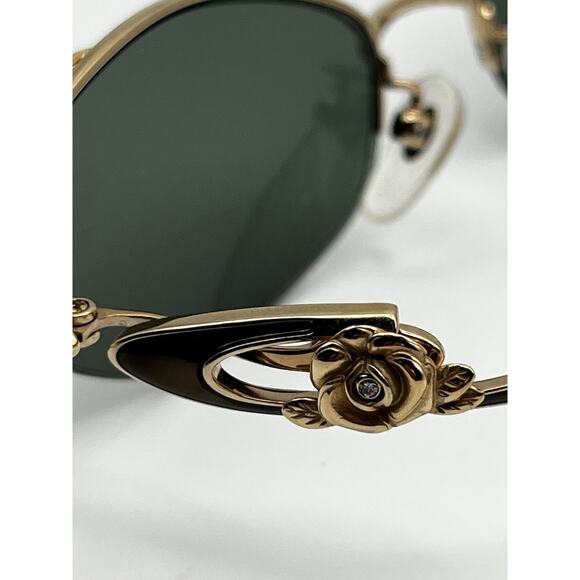 Vintage Caviar Oval Wireframe Gold Tone Sunglasses Floral Rose Y2K Granny 52mm